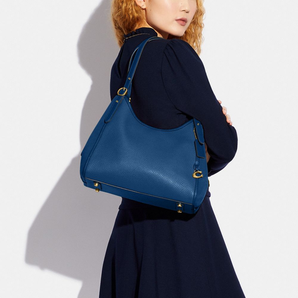 COACH®,Lori Shoulder Bag,Leather,Suede,Shoulder Bag,Metal,Logo,Adjustable,Brass,Casual,,Detail View