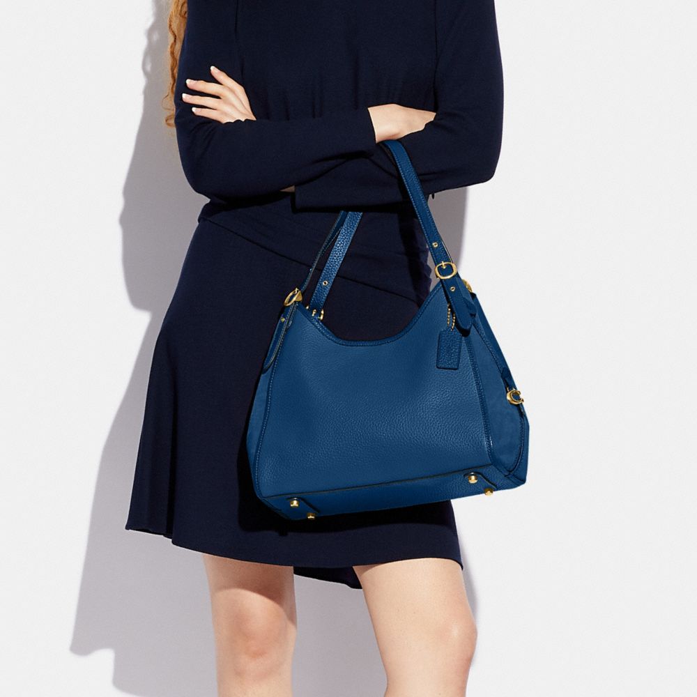 COACH®,Lori Shoulder Bag,Leather,Suede,Shoulder Bag,Metal,Logo,Adjustable,Brass,Casual,,Detail View