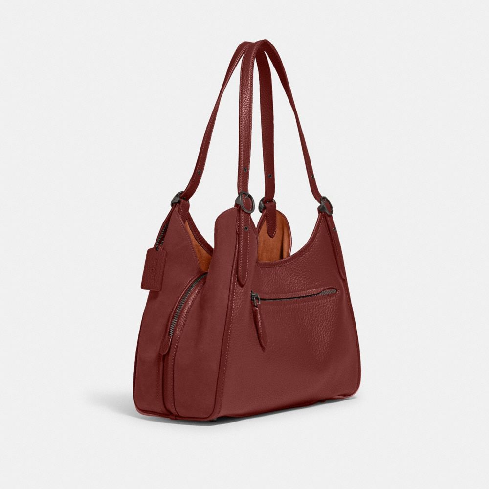 COACH®,Lori Shoulder Bag,Leather,Suede,Shoulder Bag,Metal,Logo,Adjustable,Brass,Casual,,Angle View