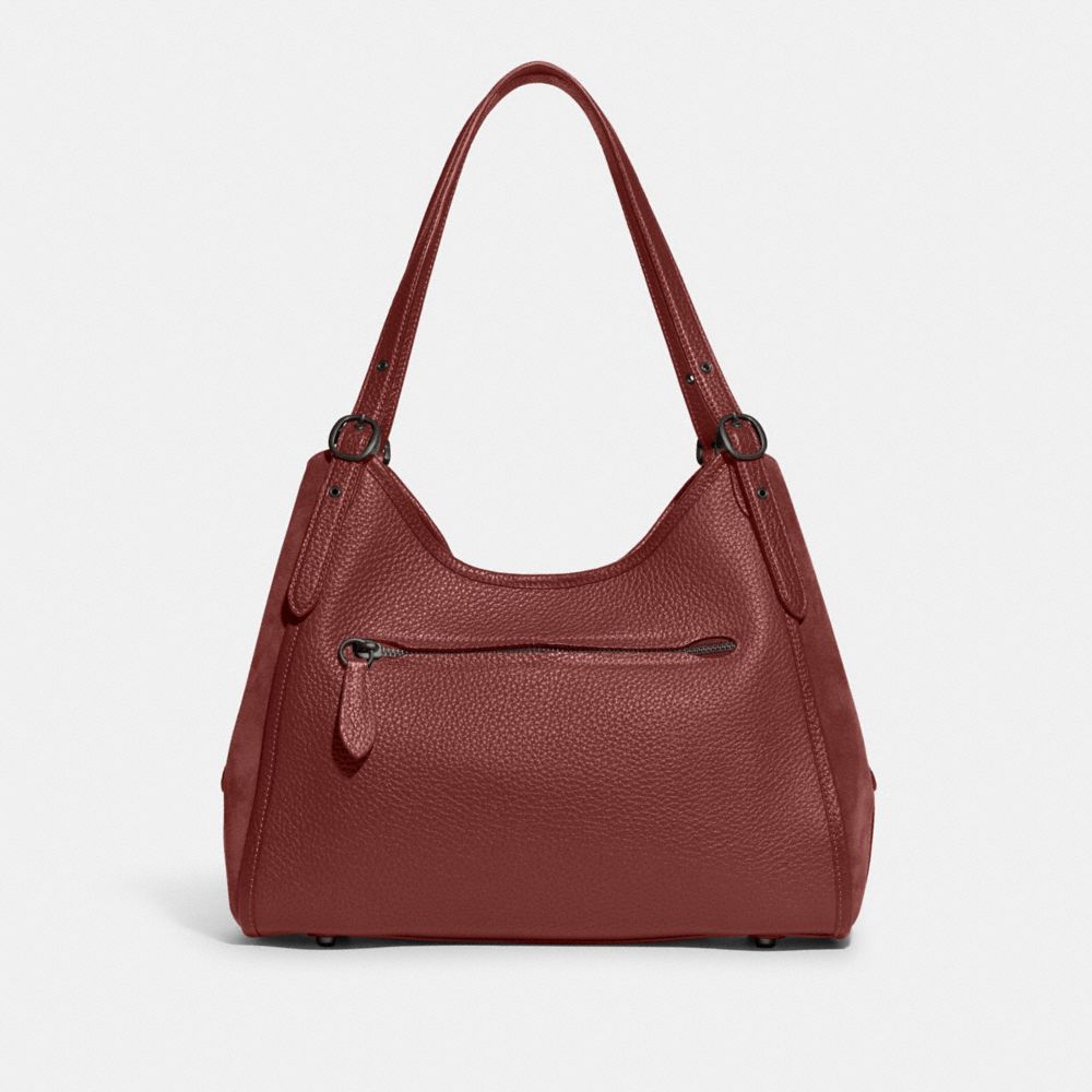 COACH®,Lori Shoulder Bag,Leather,Suede,Shoulder Bag,Metal,Logo,Adjustable,Brass,Casual,,Back View