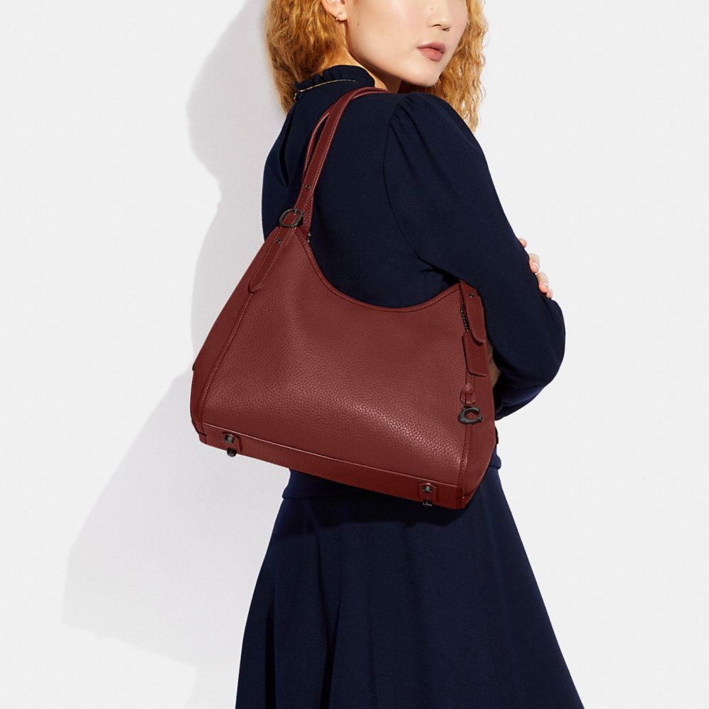 COACH®,Lori Shoulder Bag,Leather,Suede,Shoulder Bag,Metal,Logo,Adjustable,Brass,Casual,,Detail View