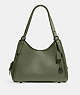 COACH®,LORI SHOULDER BAG WITH SNAKESKIN DETAIL,Leather,Medium,Pewter/Army Green,Front View