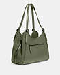 COACH®,LORI SHOULDER BAG WITH SNAKESKIN DETAIL,Leather,Medium,Pewter/Army Green,Angle View