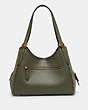 COACH®,LORI SHOULDER BAG WITH SNAKESKIN DETAIL,Leather,Medium,Pewter/Army Green,Back View
