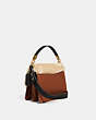 COACH®,BEAT SHOULDER BAG,Shearling/Smooth Leather/Suede,Medium,Brass/1941 Saddle Natural,Angle View