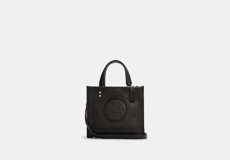 COACH®,DEMPSEY TOTE 22 WITH COACH PATCH,Pebbled Leather,Medium,Gold/Black,Front View