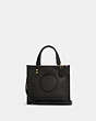 COACH®,DEMPSEY TOTE BAG 22 WITH COACH PATCH,Pebbled Leather,Medium,Gold/Black,Front View
