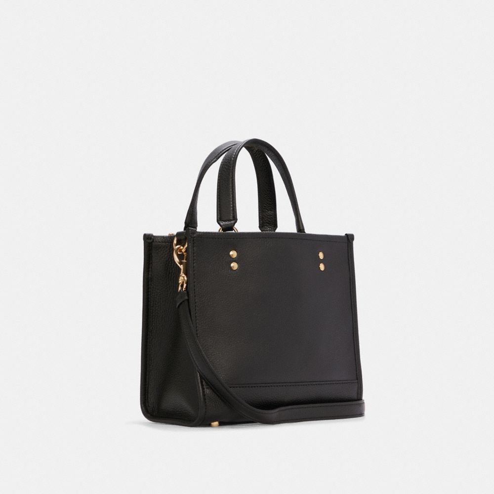 COACH®,DEMPSEY TOTE BAG 22 WITH COACH PATCH,Pebbled Leather,Medium,Gold/Black,Angle View