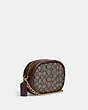 COACH®,SMALL CAMERA BAG IN SIGNATURE JACQUARD WITH QUILTING,cotton,Medium,Brass/Oak Maple,Angle View