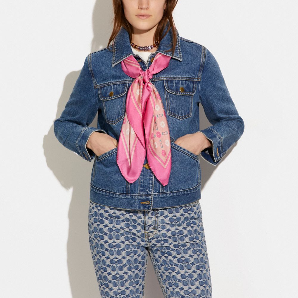 COACH®,Tea Rose Print Silk Square Scarf,,Detail View