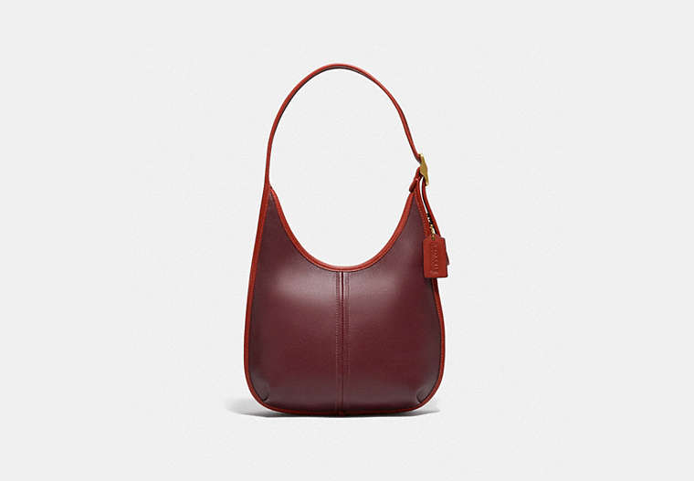 COACH®,ERGO SHOULDER BAG IN COLORBLOCK,Smooth Leather,Brass/Wine Multi,Front View