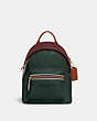 COACH®,CHARTER BACKPACK 18 IN COLORBLOCK,Smooth Leather,Small,Brass/Amazon Green Multi,Front View