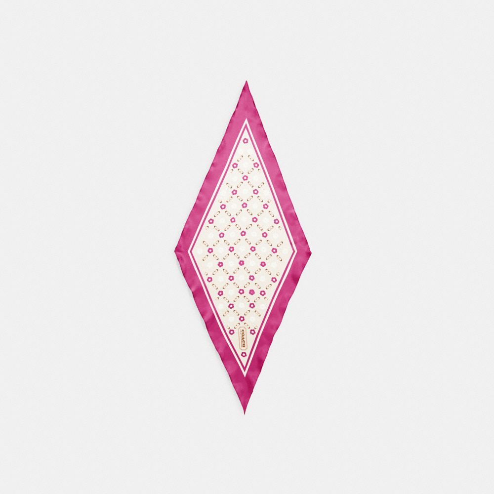 COACH®  Tea Rose Print Silk Diamond Scarf