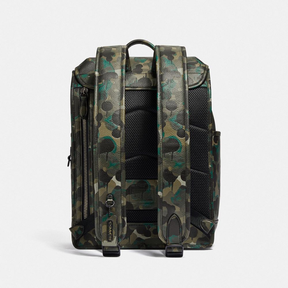 COACH League Flap Backpack With Camo Print