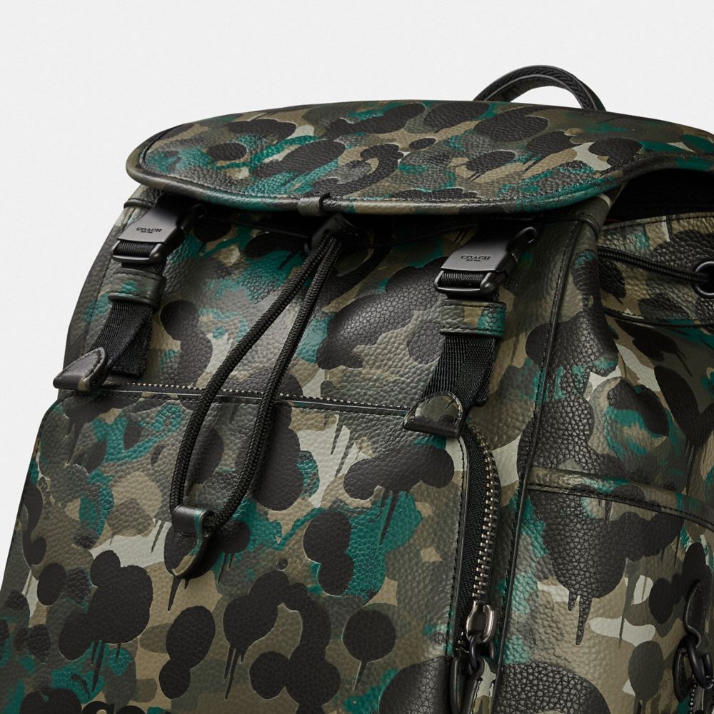 COACH®  League Flap Backpack With Camo Print