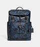 COACH®,LEAGUE FLAP BACKPACK WITH CAMO PRINT,Pebble Leather,X-Large,Blue/Midnight Navy,Front View
