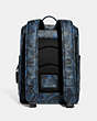 COACH®,LEAGUE FLAP BACKPACK WITH CAMO PRINT,Pebble Leather,X-Large,Blue/Midnight Navy,Back View