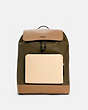 COACH®,TURNER BACKPACK IN COLORBLOCK,Leather,Large,Gunmetal/Olive Drab Elm Multi,Front View