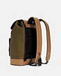 COACH®,TURNER BACKPACK IN COLORBLOCK,Leather,Large,Gunmetal/Olive Drab Elm Multi,Angle View