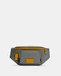 COACH®,TRACK BELT BAG,Leather,Medium,Gunmetal/Heather Grey Flax,Front View