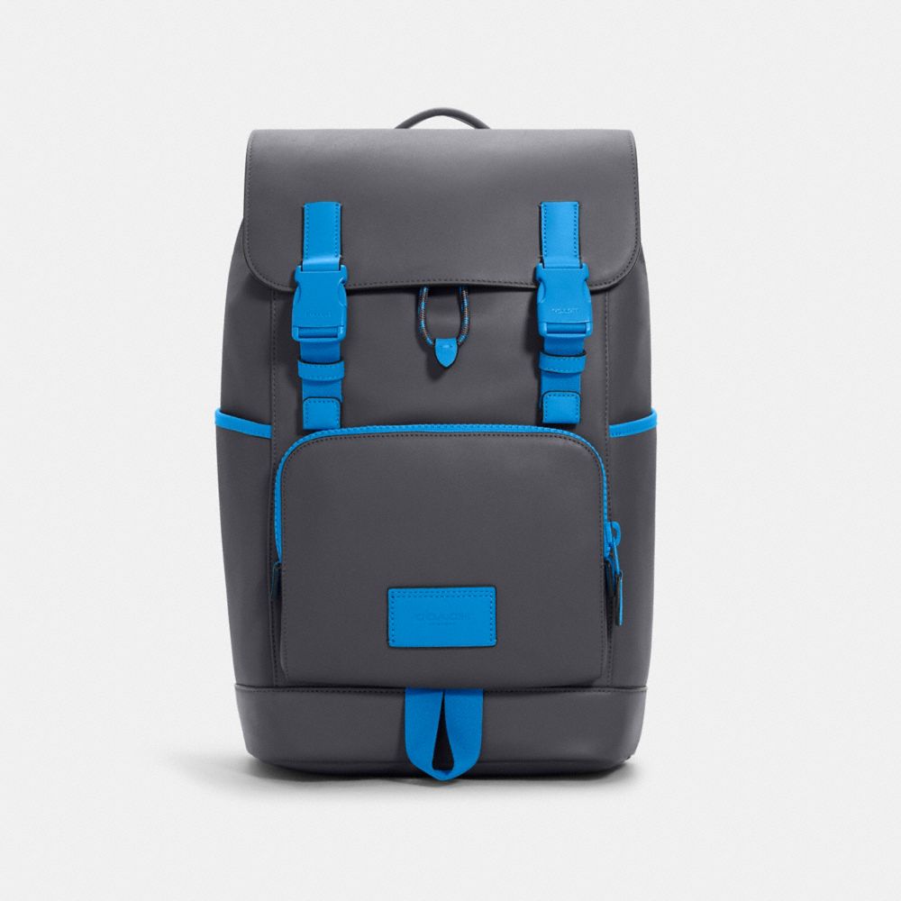 COACH®,TRACK BACKPACK,Large,Gunmetal/Midnight Navy Racer Blue,Front View