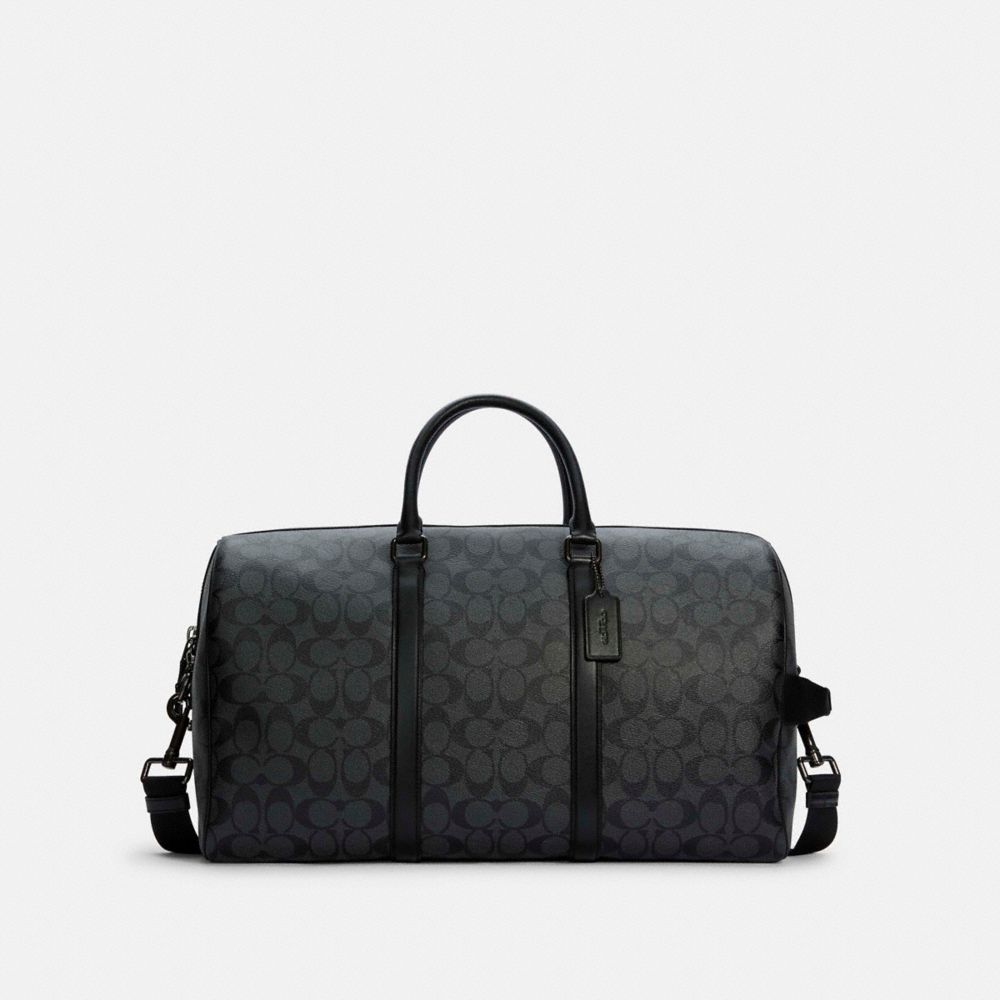 COACH®,VENTURER BAG IN SIGNATURE CANVAS,X-Large,Gunmetal/Charcoal/Black,Front View