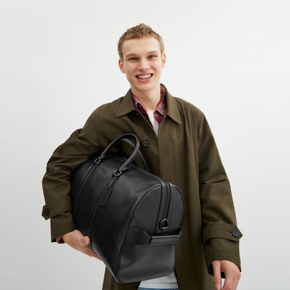 COACH®,Venturer Bag,Calfskin Leather,Leather,Duffle Bag,Gunmetal,Travel,Black,Detail View