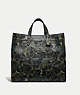 COACH®,FIELD TOTE 40 WITH CAMO PRINT,Pebble Leather,X-Large,Matte Black/Green/Blue,Front View