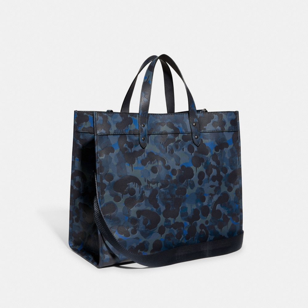 COACH®,FIELD TOTE BAG 40 WITH CAMO PRINT,X-Large,Blue/Midnight Navy,Angle View