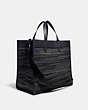 COACH®,FIELD TOTE BAG 40 IN UPWOVEN LEATHER,Upwoven Leather/Smooth Leather,X-Large,Black Copper/Navy,Angle View