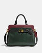 COACH®,TATE CARRYALL 29 IN COLORBLOCK,Smooth Leather,Medium,Brass/Amazon Green Multi,Front View