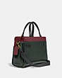 COACH®,TATE CARRYALL 29 IN COLORBLOCK,Smooth Leather,Medium,Brass/Amazon Green Multi,Angle View