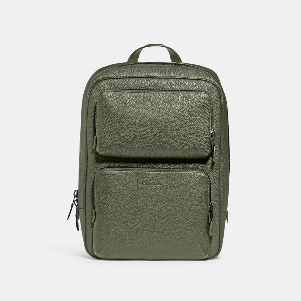 COACH®,GOTHAM BACKPACK,Pebbled Leather,X-Large,Army Green,Front View image number 0