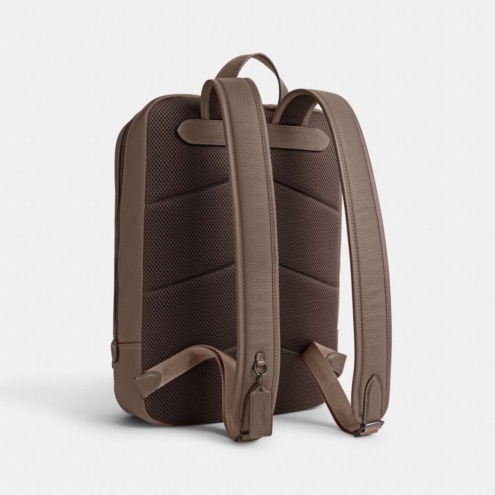 COACH®,GOTHAM BACKPACK,Pebbled Leather,X-Large,Dark Stone,Angle View