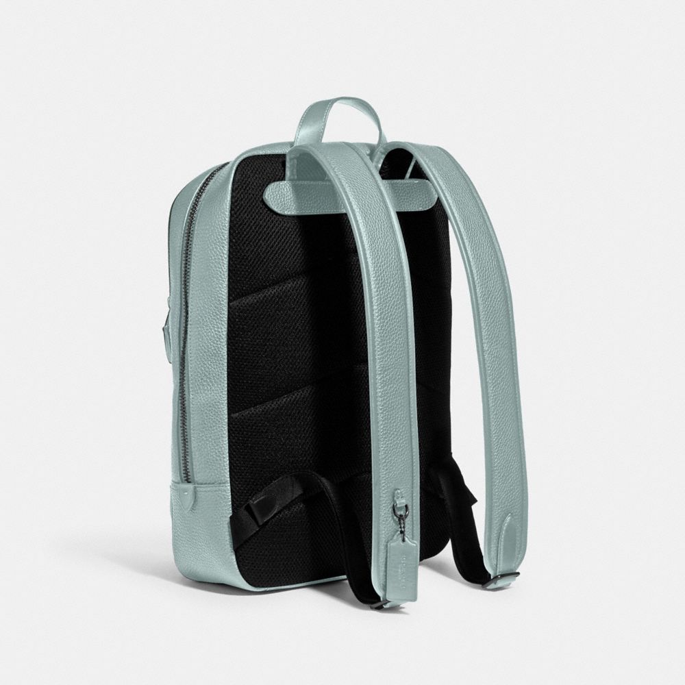 COACH®,Gotham Backpack,Leather,Backpack,Embossed,Logo,,Angle View