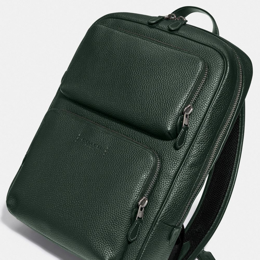 COACH®,Gotham Backpack,Leather,Backpack,Embossed,Logo,,Closer View