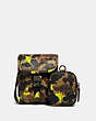 COACH®,CHARTER NORTH/SOUTH CROSSBODY WITH HYBRID POUCH WITH CAMO PRINT,Pebble Leather,Mini,Neon/Yellow/Brown,Front View
