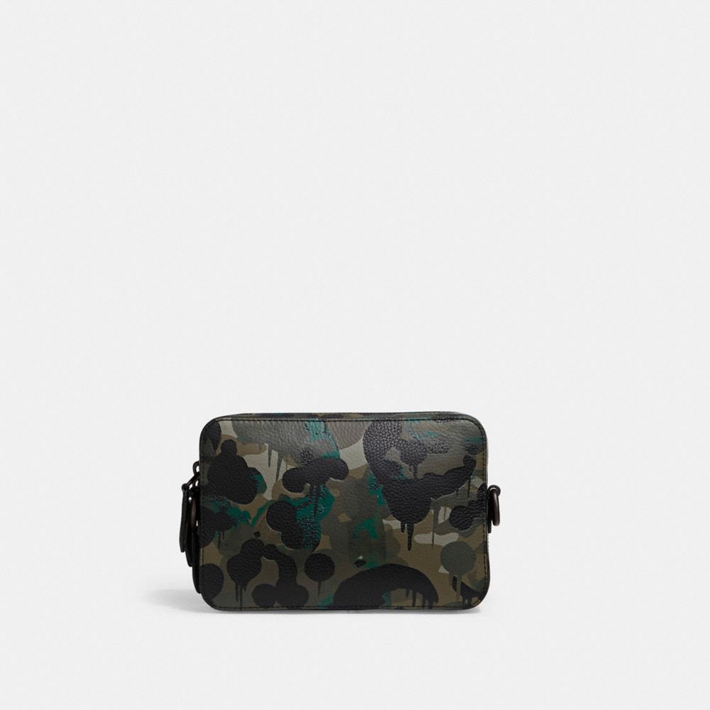 Coach Charter Camo-Coated Pebble Leather Messenger Bag Blue