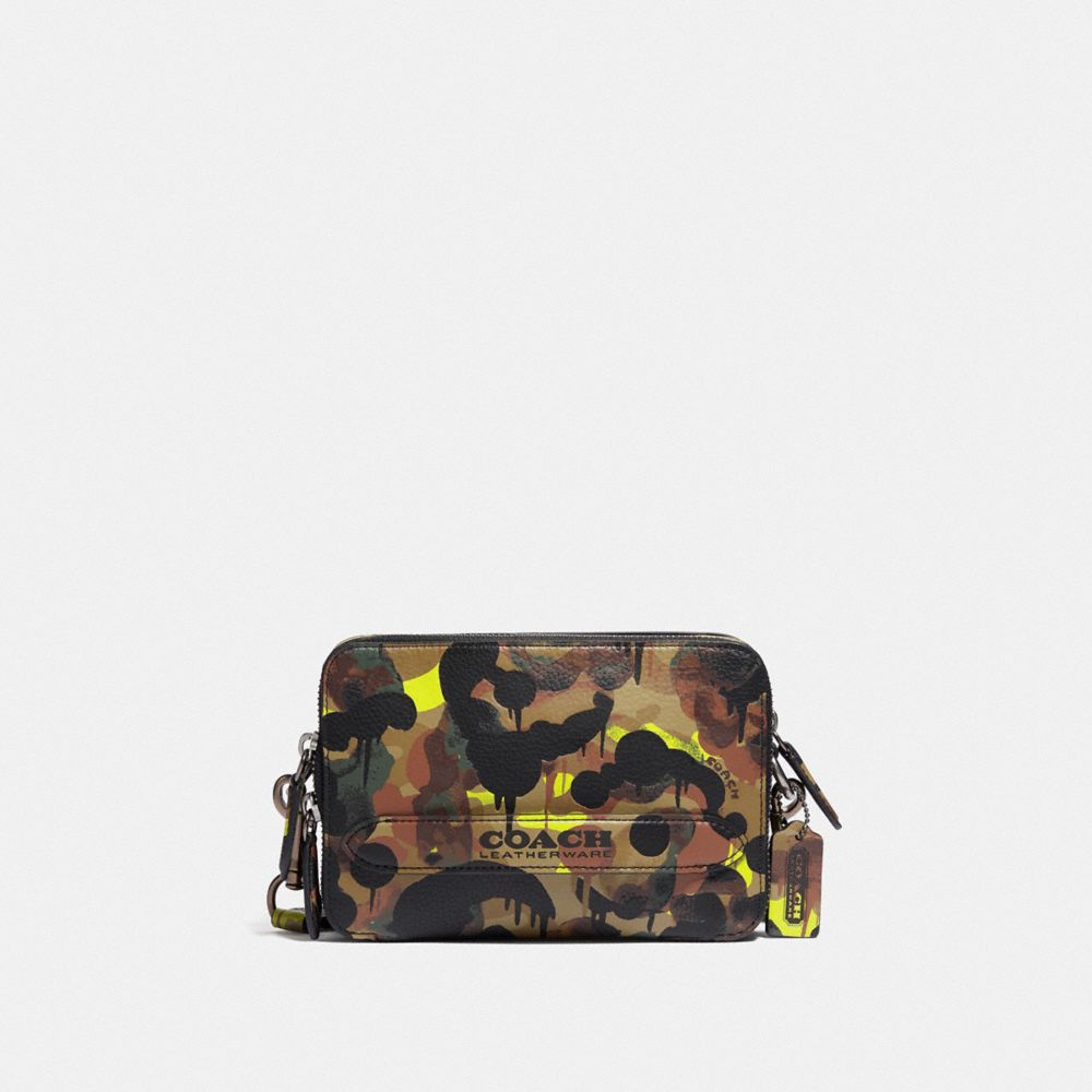 COACH®,CHARTER CROSSBODY WITH HYBRID POUCH WITH CAMO PRINT,Mini,Neon/Yellow/Brown,Front View image number 0
