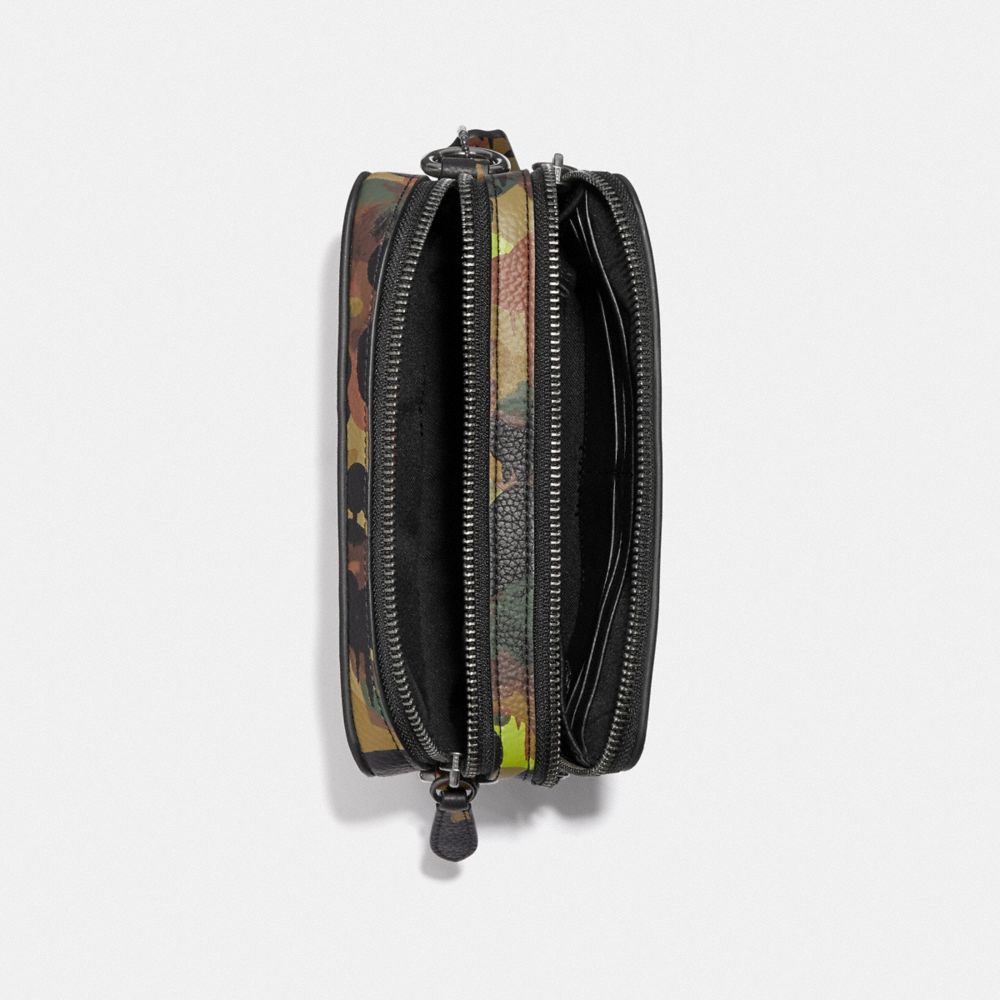 COACH®,Charter Crossbody Bag With Hybrid Pouch With Camo Print,Leather,Crossbody,Coin,Word Embellishment,Logo,Casual,,Inside View,Top View