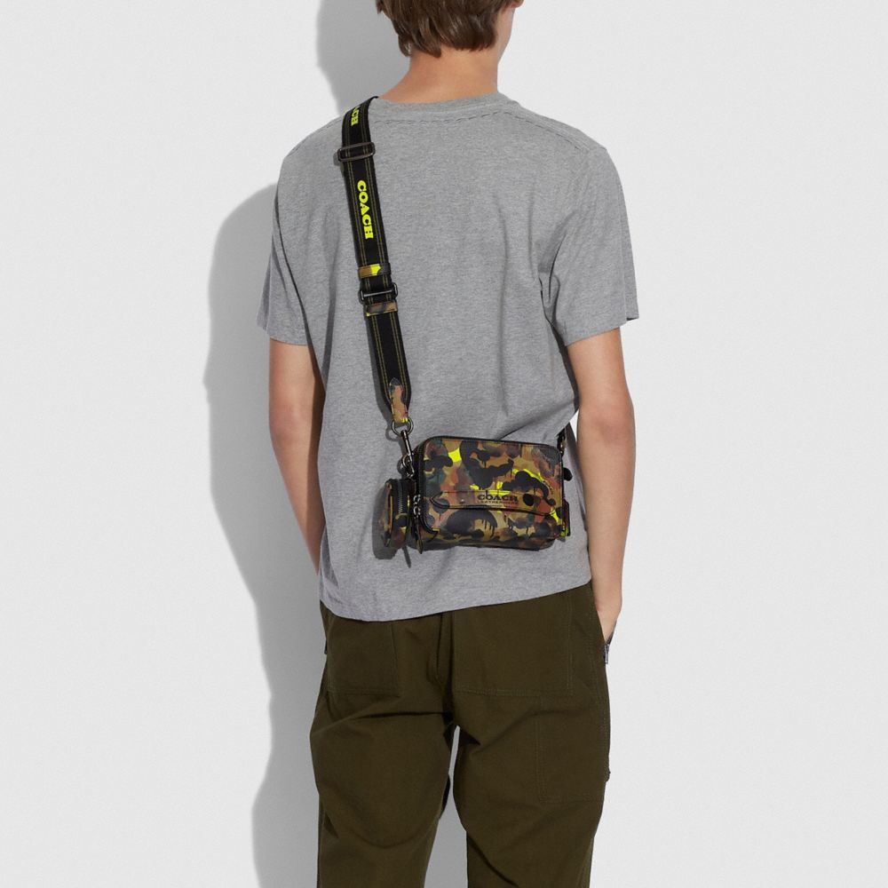 COACH®,Charter Crossbody Bag With Hybrid Pouch With Camo Print,Leather,Crossbody,Coin,Word Embellishment,Logo,Casual,,Detail View
