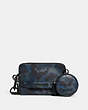 COACH®,CHARTER CROSSBODY WITH HYBRID POUCH WITH CAMO PRINT,Pebble Leather,Mini,Blue/Midnight Navy,Front View