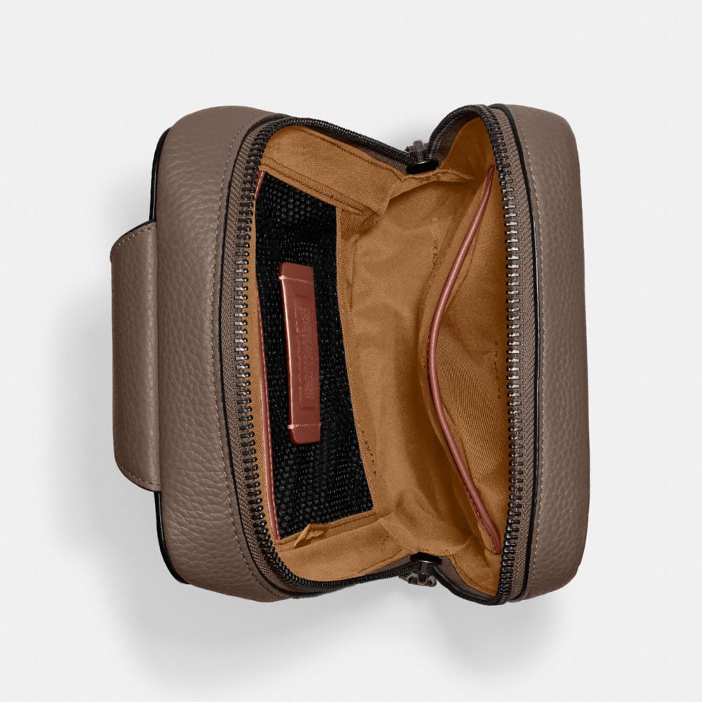 COACH®,Gotham Pack,Calfskin Leather,Leather,Slingback,Embossed,Logo,Casual,Brown,Inside View,Top View