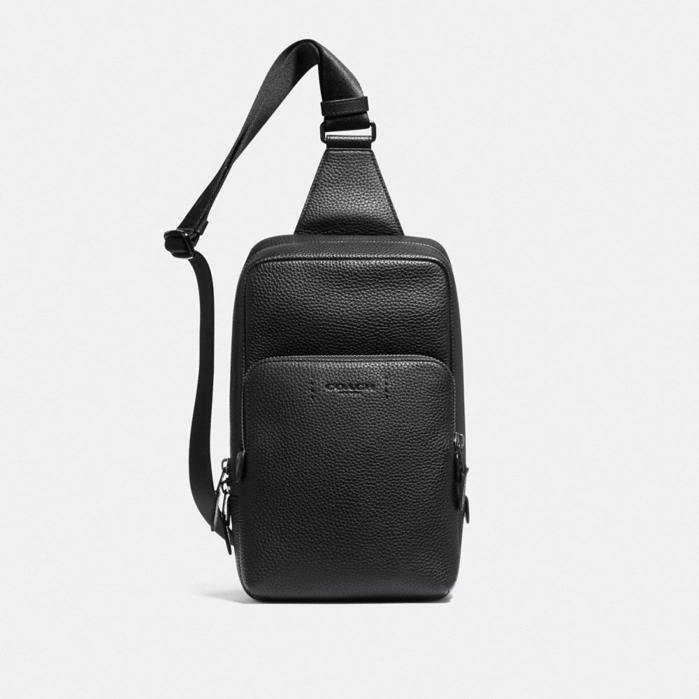 COACH®,GOTHAM PACK,Pebble Leather/Smooth Leather,Medium,Black Copper/Black,Front View