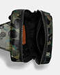COACH®,GOTHAM PACK WITH CAMO PRINT,Pebble Leather,Medium,Matte Black/Green/Blue,Inside View,Top View