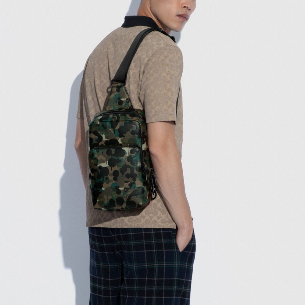 COACH Camo Leather North/South Swingpack in Green