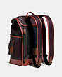 COACH®,LEAGUE FLAP BACKPACK IN COLORBLOCK,Refined Calf Leather,X-Large,Black Copper/Oxblood,Angle View
