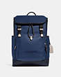 COACH®,LEAGUE FLAP BACKPACK IN COLORBLOCK,Refined Calf Leather,X-Large,Black Copper/Deep Blue Multi,Front View