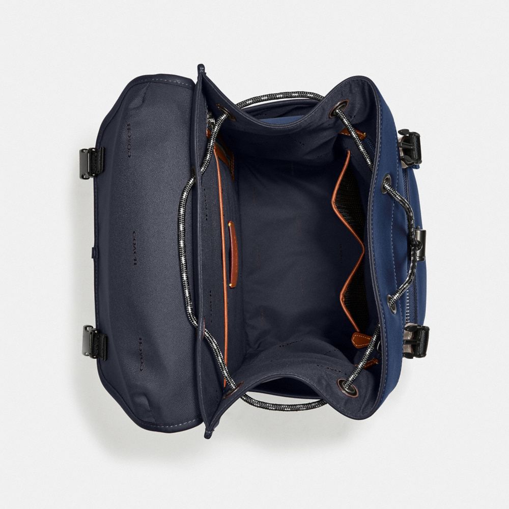 COACH®,LEAGUE FLAP BACKPACK IN COLORBLOCK,X-Large,Black Copper/Deep Blue Multi,Inside View,Top View