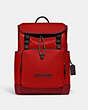COACH®,LEAGUE FLAP BACKPACK IN COLORBLOCK,Refined Calf Leather,X-Large,Sport Red/Cherry,Front View